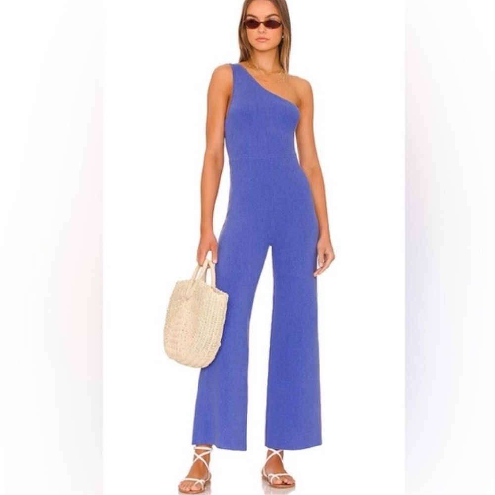 Free People Beach Waverly Ribbed Wide Leg One Shoulder Jumpsuit